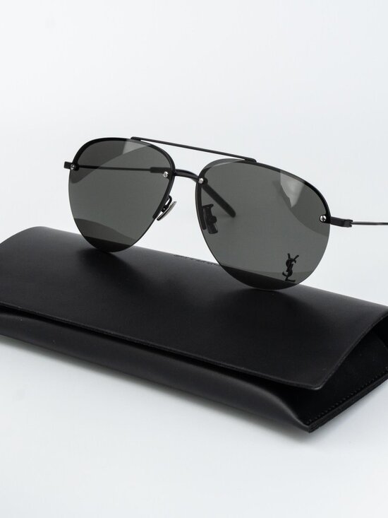 Saint Laurent Women Sunglasses Matte Black Grey Pilot CLASSIC11/F M 005 main image 11